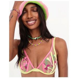 NWT For Love and Lemons Petunia Embroidered Underwire Bra 38DD